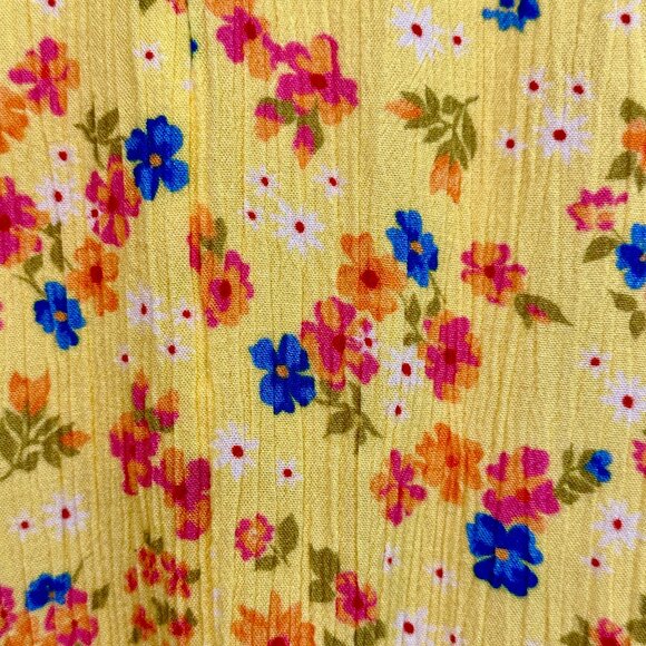 Billabong Sleeveless Mini Dress Yellow Floral V-Neck Tied Waist EUC Womens Large - Picture 4 of 9